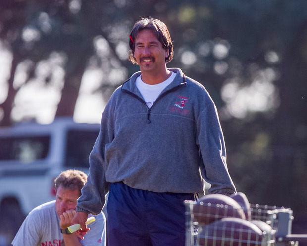 John Beam during football practice at Skyline high school in Oakland, California, on 5 October 2000. Photograph: Kendra Luck/AP | The Guardian