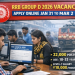 RRB Group D 2026 Vacancy Apply Online