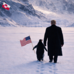 Donald Trump walking with penguin in White House Greenland image