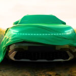 Skoda Kushaq facelift showing new front LED lights and alloy wheels