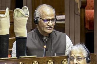 kerala-mp-flaunts-artificial-leg-in-rajya-sabha,-takes-a-dig-at-cpm