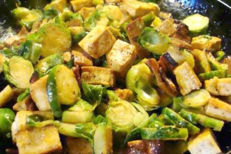 korean-style-spicy-tofu-and-fried-brussels-sprouts-[vegetarian]-–-one-green-planet