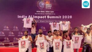 ‘sepoys-of-lashkar-e-rahul’:-bjp-slams-congress-over-shirtless-protest-at-india-ai-summit
