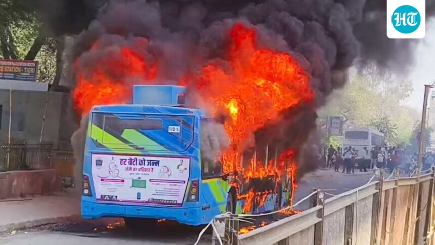 dtc-bus-runs-over-pedestrian,-set-on-fire-by-angry-residents-in-delhi’s-nangloi