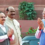 prime-minister-modi-gets-out-of-the-car-and-stops-for-a-conversation-with-rahul-gandhi-in-the-parliament-building-|-he-watches