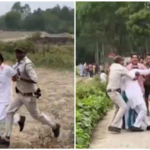 bjp-candidate-shuvendu-sarkar-was-chased-and-attacked-by-tmc-workers-during-voting-in-bengal:-video
