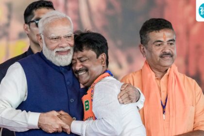 ashok-kirtania-takes-oath-as-bengal-minister,-receiving-a-warm-hug-from-pm-modi