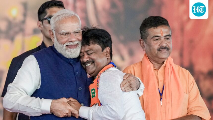 ashok-kirtania-takes-oath-as-bengal-minister,-receiving-a-warm-hug-from-pm-modi