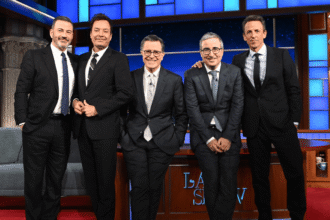 colbert-discusses-the-fate-of-late-night-with-kimmel,-fallon,-myers-and-oliver;-reveals-a-new-podcast-episode-titled-“strike-force-five.”
