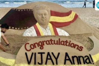 ‘amazing-creativity’:-vijay-thanks-sand-artist-sudarsan-patnaik-for-honoring-him-with-tamil-nadu-election-victory