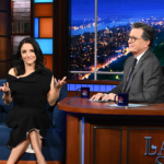 stephen-colbert-kisses-pedro-pascal-and-julia-louis-dreyfus-on-the-late-show-a-day-after-hugging-jimmy-fallon