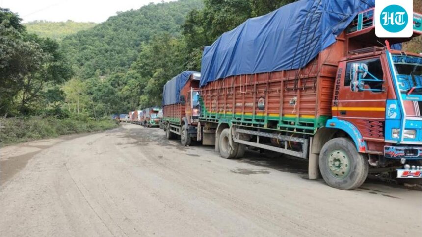 lockdown-due-to-killing-of-church-leaders-in-manipur-has-left-300-vehicles-stranded-on-nh-2