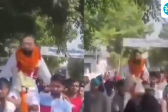 the-rape-accused-was-garlanded-and-carried-on-shoulders-after-bail-in-ghaziabad-in-up