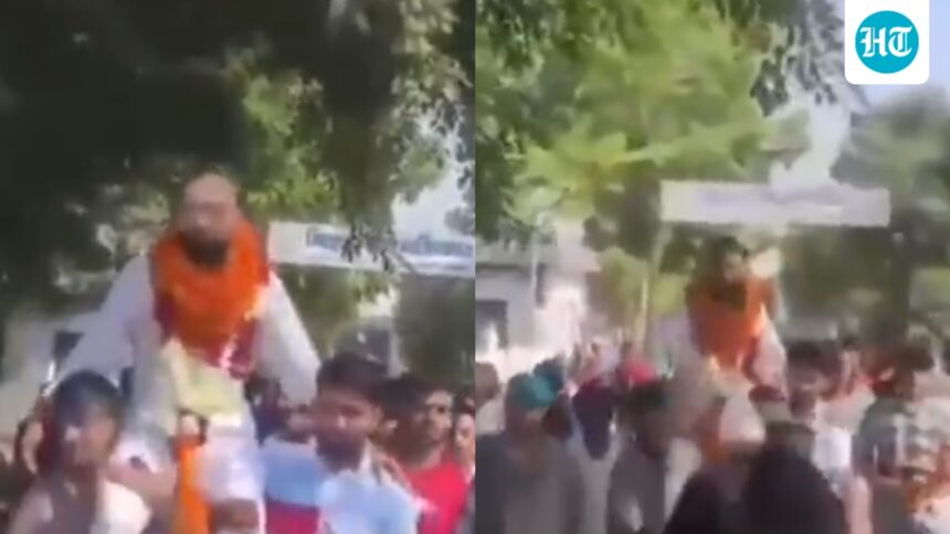 the-rape-accused-was-garlanded-and-carried-on-shoulders-after-bail-in-ghaziabad-in-up