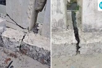 cracks-appear-on-a-bridge-in-araria,-bihar-after-the-column-buckled-under-load