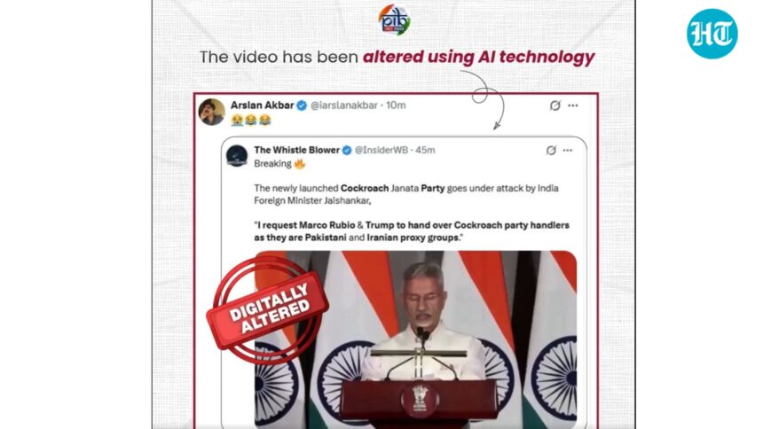 ‘fake’:-pib-flags-ai-generated-video-of-jaishankar-urging-us-to-extradite-cockroach-janta-party-handlers