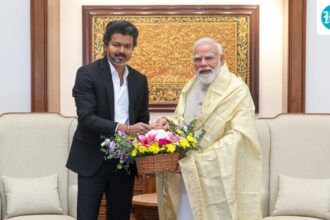 vijay-meets-prime-minister-modi-on-his-first-official-visit-to-delhi-as-chief-minister-of-tamil-nadu