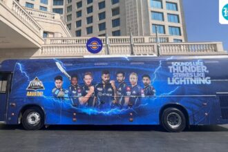 gujarat-titans-players-and-staff-were-evacuated-from-the-team-bus-after-an-electrical-short-caused-it-to-malfunction