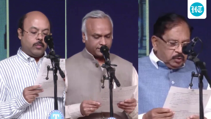 siddaramaiah’s-son-priyank-karge,-g-parameshwara-takes-oath-as-ministers-in-dk-shivakumar-government-|-see-the-full-list