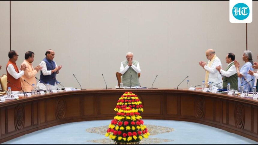 the-union-cabinet-celebrates-prime-minister-modi-after-he-completed-a-record-4,399-days-in-office