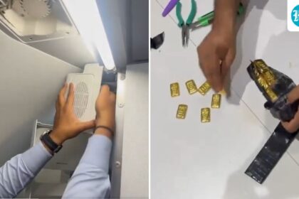 customs-officials-seize-27-kg-of-gold-worth-rs-4.26-crore-hidden-in-plane-speaker-on-dubai-ahmedabad-flight-|-he-watches
