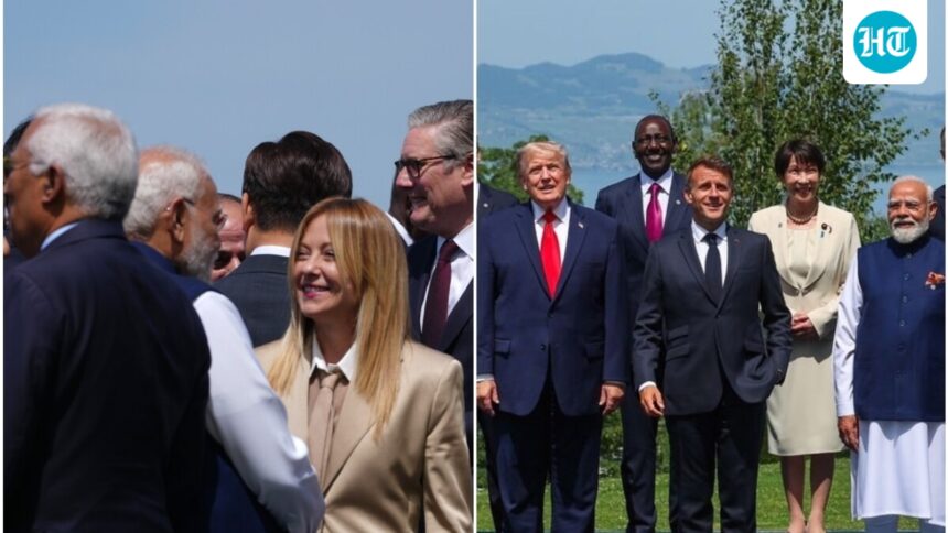 pm-modi-smiles-next-to-trump-meloni-and-macron-at-g7-meeting-photos-show | GIBN pm-modi-smiles-next-to-trump,-meloni-and-macron-at-g7-meeting,-photos-show