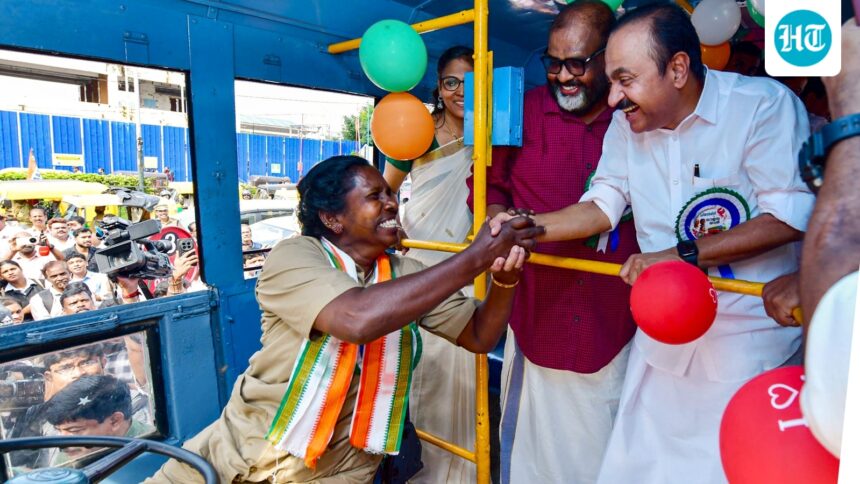a-scheme-offering-free-rides-to-women-on-state-run-buses,-a-key-promise-of-the-united-democratic-front,-has-been-launched-in-kerala