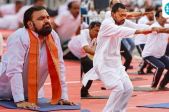bihar-samrat-chowdhury,-health-minister-nishant-kumar-participate-in-yoga-event-in-patna:-video