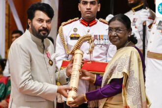 prime-minister-modi-meets-mammootty-and-his-family-after-the-padma-awards-ceremony