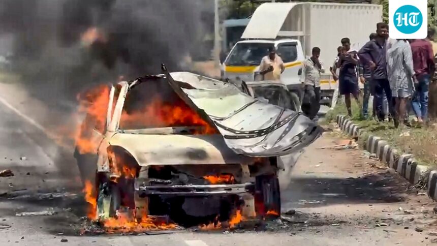 man-charred-to-death-in-car-explosion-on-karnataka-highway,-‘kidnapped’-woman-survives