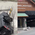 tourist-dies-when-scorpio-falls-off-road-and-crashes-into-under-construction-bridge-near-atal-tunnel-in-himachal-|-video