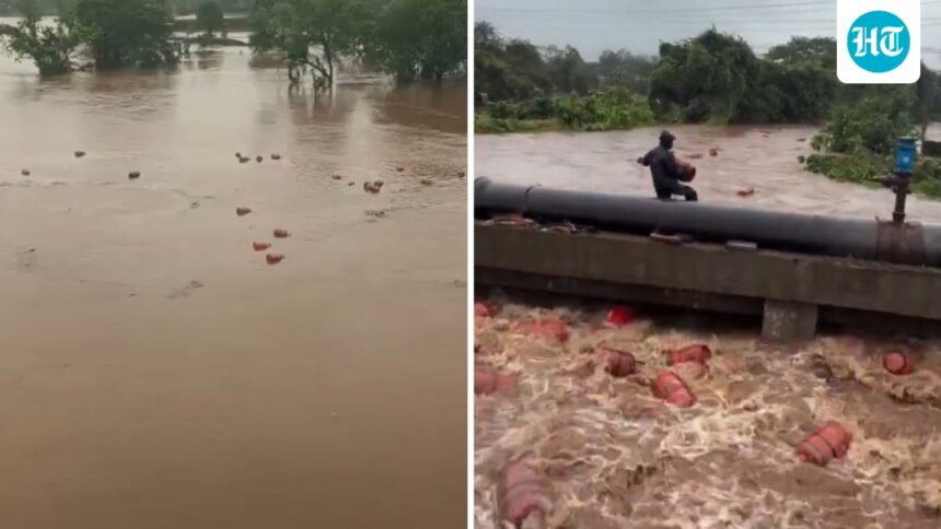 watch-maharashtra-floods-sweep-away-3000-lpg-cylinders-and-locals-risk-their-lives-as-they-rush-to-collect-them | GIBN watch:-maharashtra-floods-sweep-away-3,000-lpg-cylinders,-and-locals-risk-their-lives-as-they-rush-to-collect-them