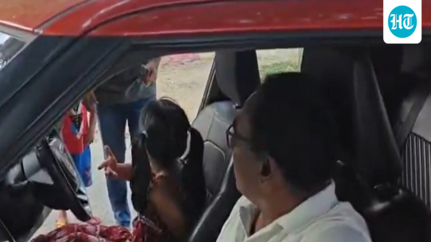 a-policeman-in-hyderabad-has-been-suspended-after-he-allowed-his-minor-granddaughter-to-drive-a-car-on-a-busy-road
