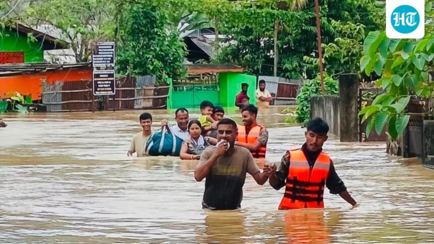 the-death-toll-from-floods-in-assam-state-rises-to-31,-leaving-more-than-56-lakh-people-stranded-in-16-districts.
