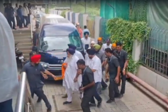former-punjab-deputy-cm-sukhbir-badal-attacked-near-nanded-sahib-gurdwara-in-maharashtra