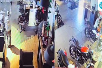 man-dances,-bathes-for-hours-before-stealing-ktm-bike-from-varanasi-showroom;-caught-on-camera