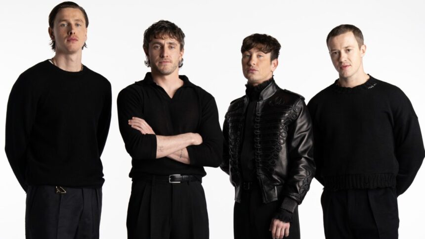 paul-mescal,-joseph-quinn,-barry-keoghan-and-harris-dickinson-seen-recreating-‘abbey-road’-album-cover