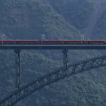 watch:-vande-bharat-express-clocks-nearly-100km/h-on-world’s-highest-chenab-rail-bridge-in-j&k