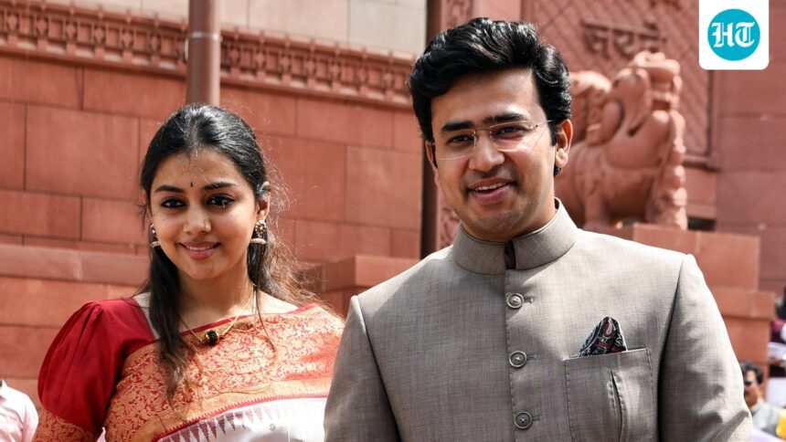 tejasvi-surya’s-wife-recounts-‘traumatic’-train-ride,-says-40-men-talked-loudly-for-5-hours
