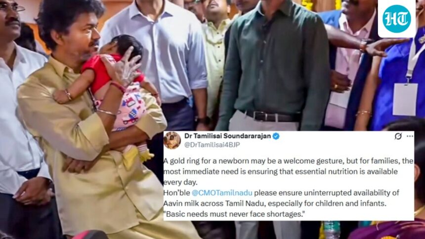 bjp-flags-milk-crisis-in-tamil-nadu-as-cm-vijay-launches-gold-ring-scheme-for-newborns:-‘nutrition-is-immediate-need’