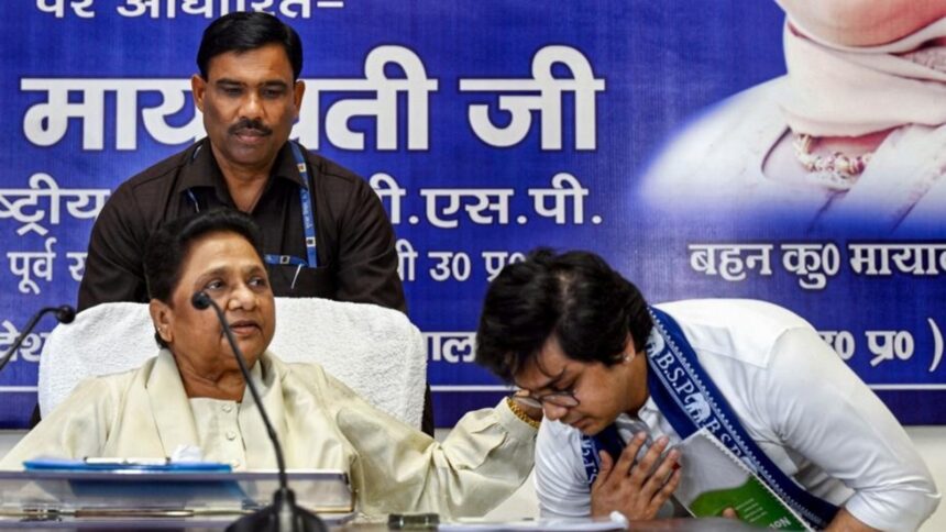 mayawati-removes-nephew-from-key-bsp-post,-believes-he-‘requires-further-maturity’