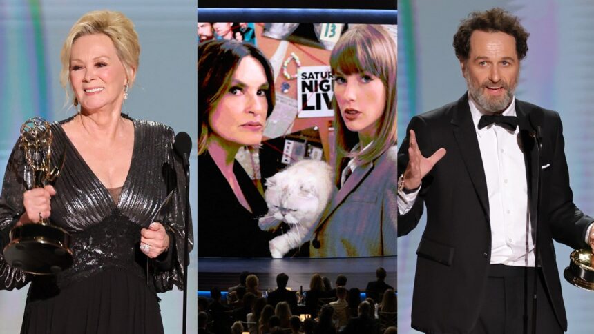 most-memorable-moments-at-2026-emmys,-from-taylor-swift’s-cameo-to-mariska-hargitay-recreating-nicole-kidman’s-amc-ad