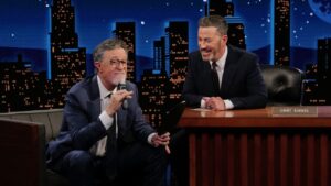 colbert-shaves-his-beard-off,-talks-emmys-and-‘lord-of-the-rings’-movie-on-‘jimmy-kimmel-live!’