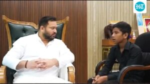 tejashwi-meets-boy-allegedly-assaulted-over-pm-birthday-video;-bjp-denies-claim
