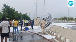 neurosurgeon-charred-to-death-after-car-hits-roadside-divider,-catches-fire-in-telangana